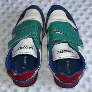 VTG Lacoste White, Green, Blue, Red Velcro Sneakers